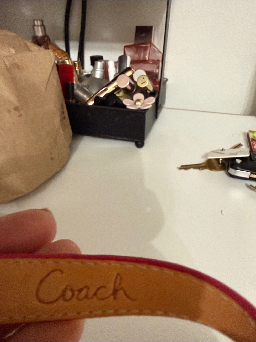Coach Pink Double-Wrap Leather Bracelet with Silver Turnlock - Picture 4 of 4